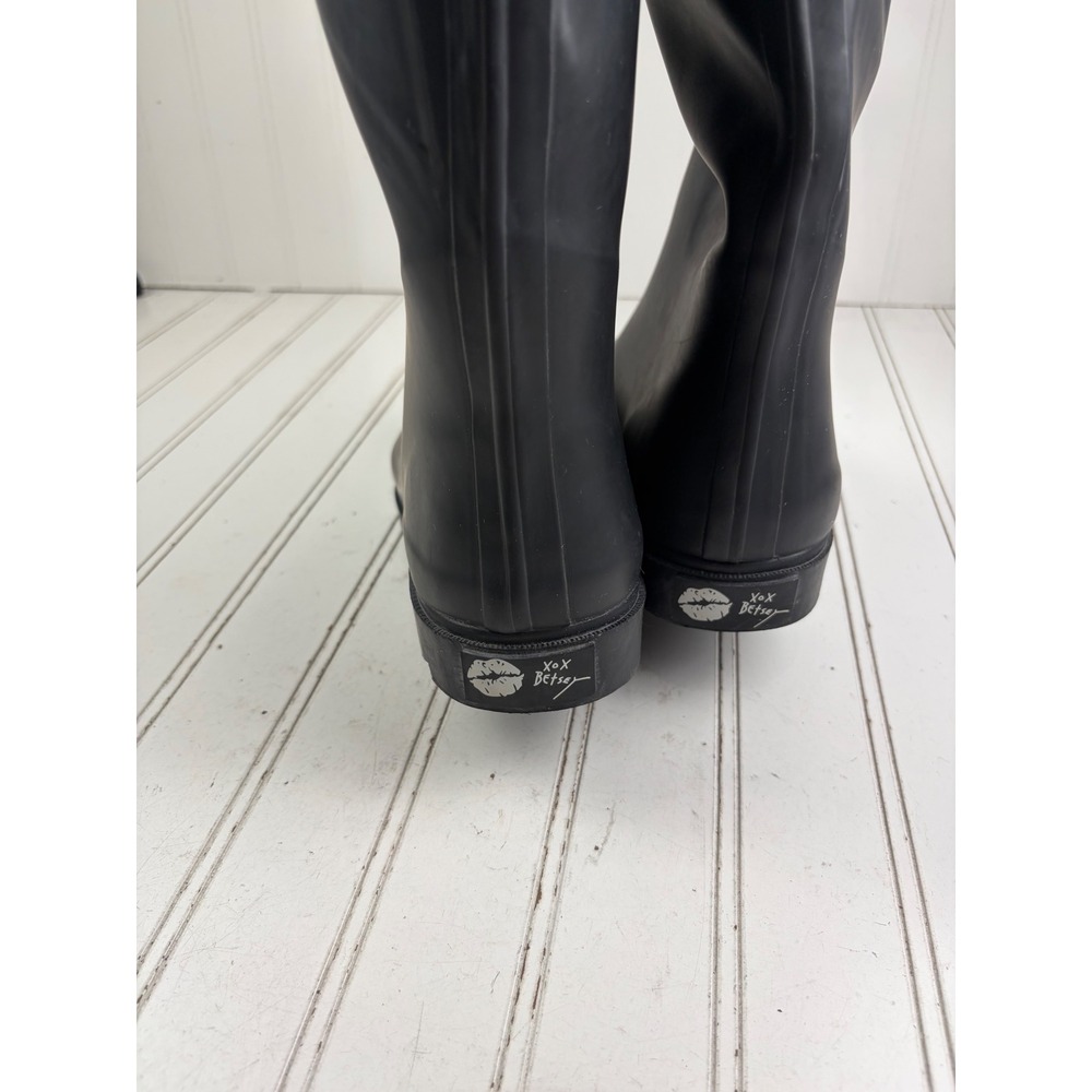 Betsey Johnson Stormm Black Studded Bow Waterproof Rain Boots Women's Size 9M - Picture 5 of 11